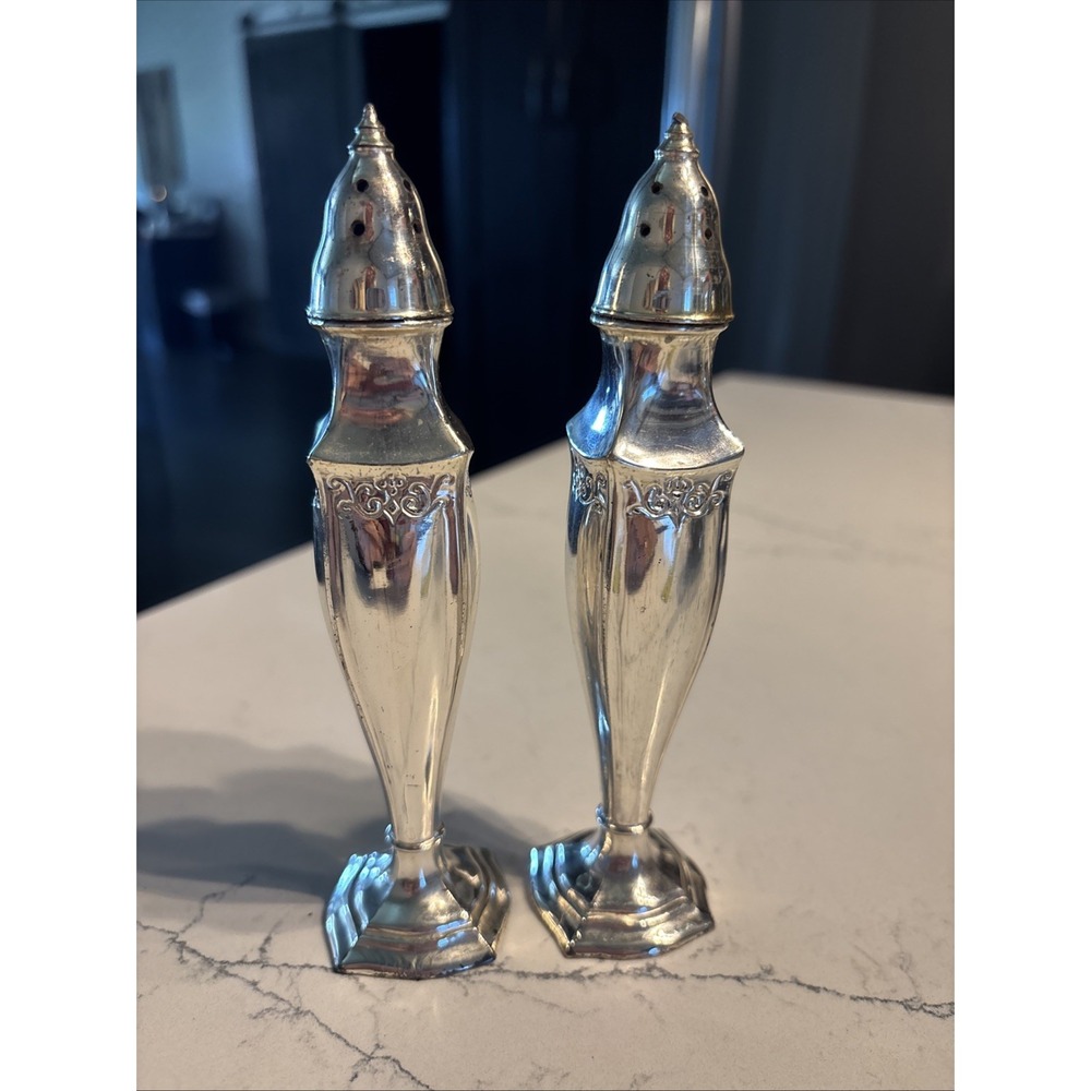 Vintage La France Reg #155 Silver Plated Salt & Pepper Set 6" Tall